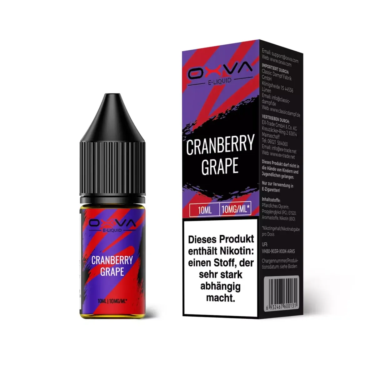 OXVA - Nikotinsalz Liquid - 10ml - Cranberry Grape - 10mg