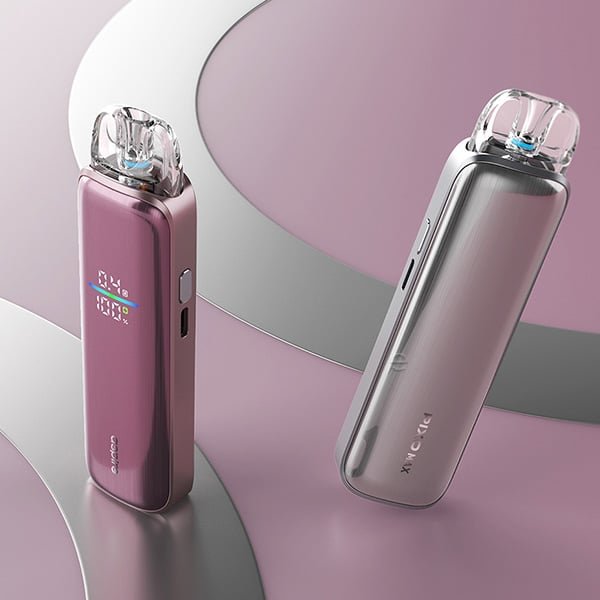 Aspire Pixo Max in Brushed Pink und Brushed Silver mit gebürsteter Metalloberfläche