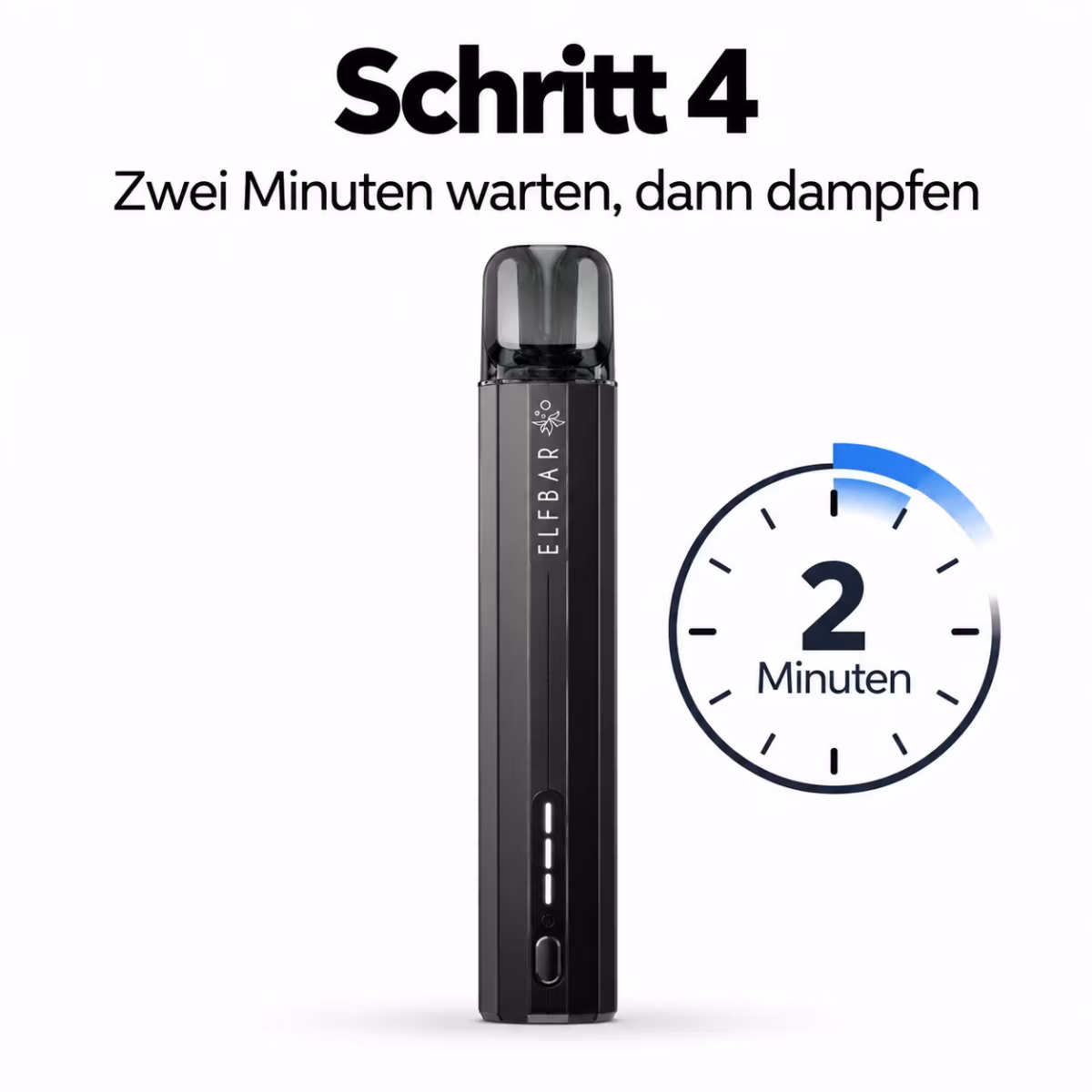 Schritt 4: Zwei Minuten warten, dann dampfen