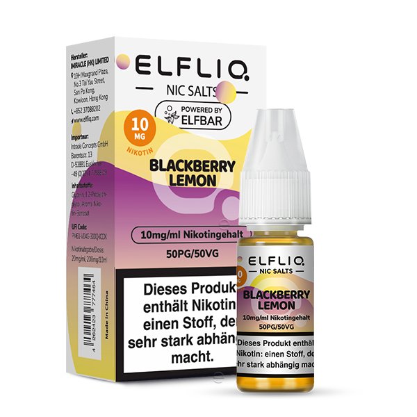 Elfbar - ElfLiq - 10ml - Blackberry Lemon | Nikotinsalz-Stärke : 10mg
