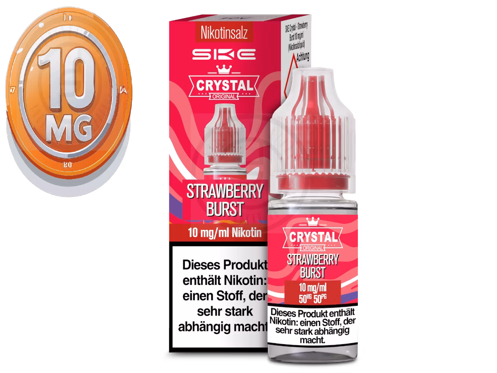 ske-crystal-liquid-strawberry-burst-10ml-10mg SKE - Crystal Liquid - Strawberry Burst - Nikotinsalz Liquid - 10ml - 10mg