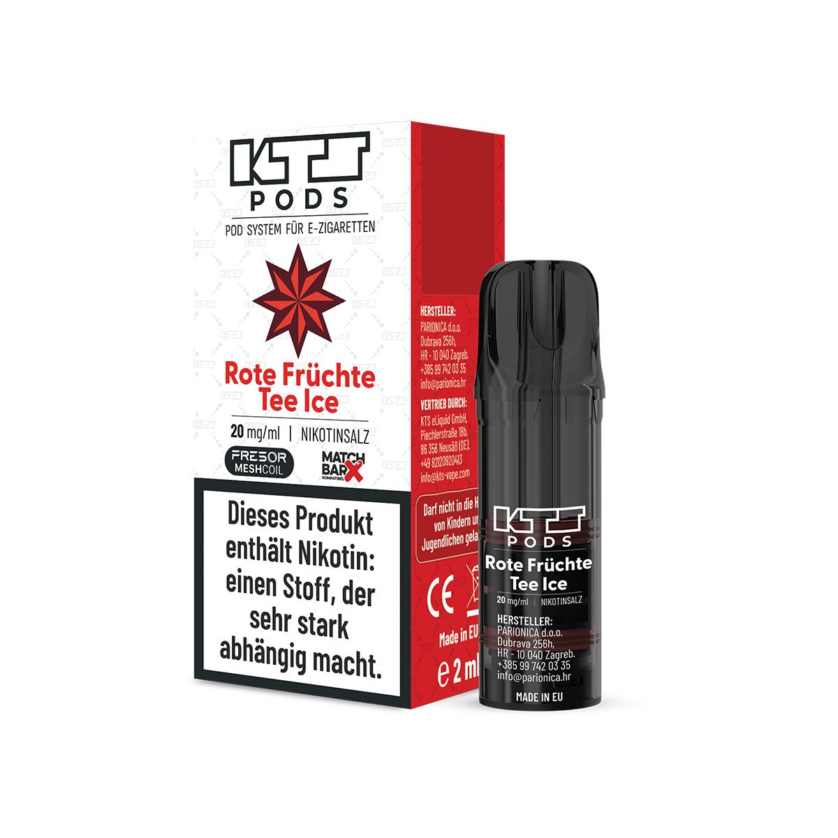 KTS - Prefilled Pod - Rote Früchte Tee Ice - 2ml - 20mg - 1er Paket