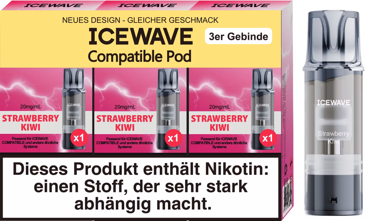 ICEWAVE - Prefilled Pod - 2ml - 3er Pack - Strawberry Kiwi