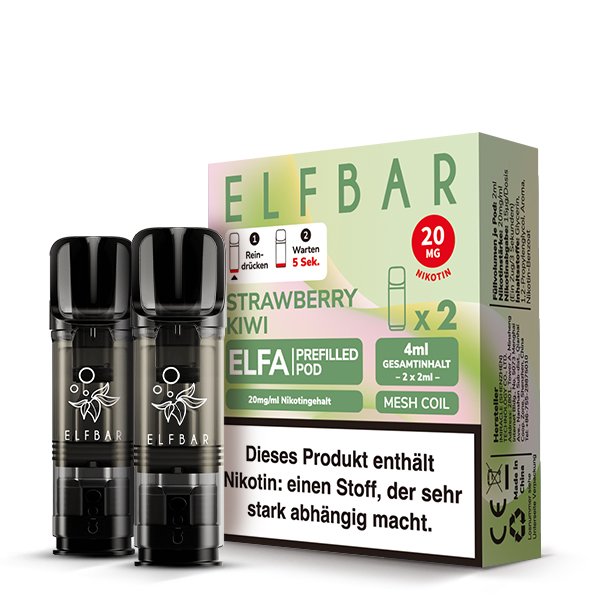 Elfbar - ELFA - Prefilled Pod - 2ml - 2er Pack - Strawberry Kiwi