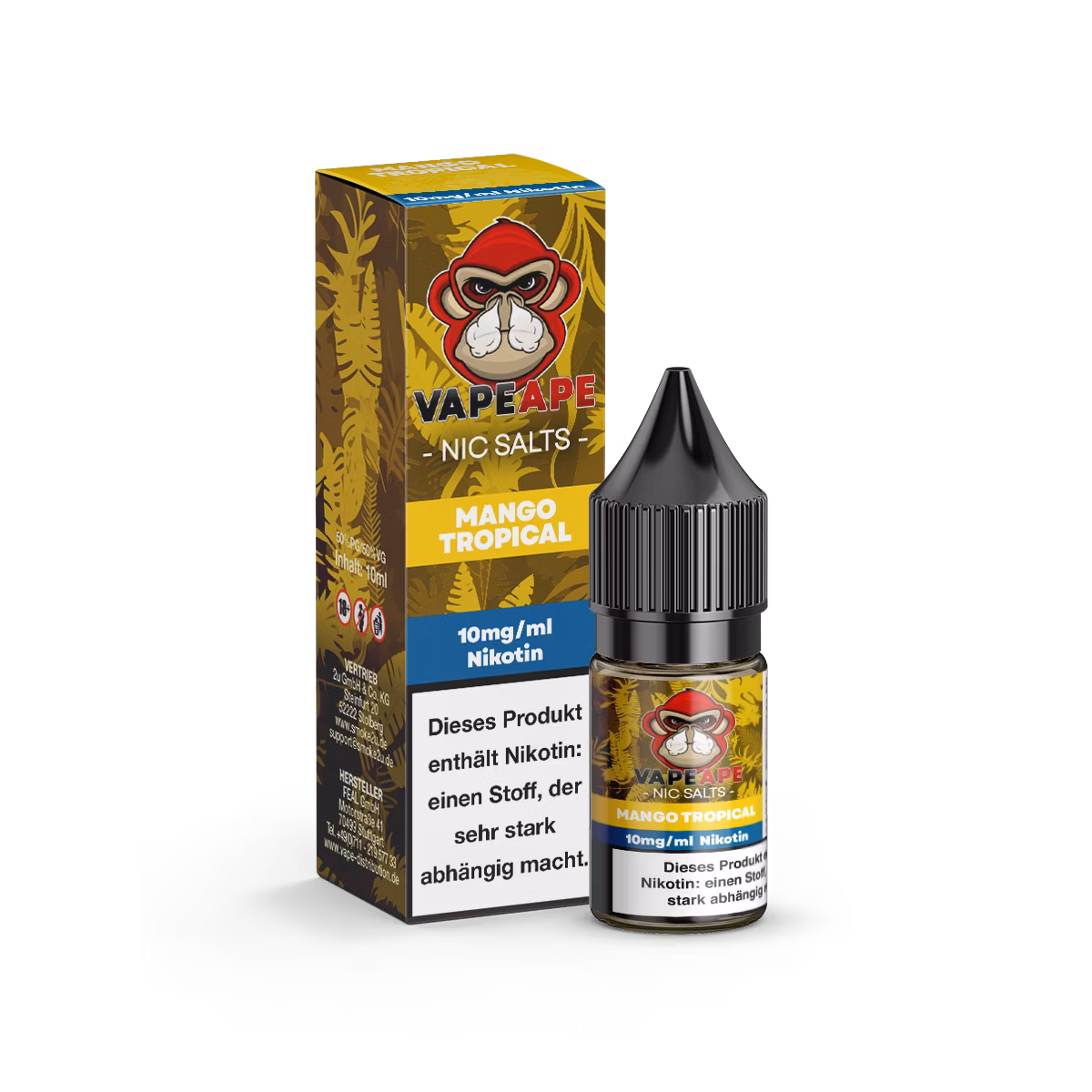 VapeApe - Nikotinsalz-Liquid - 10ml - Mango Tropical | Nikotinsalz-Stärke : 10mg