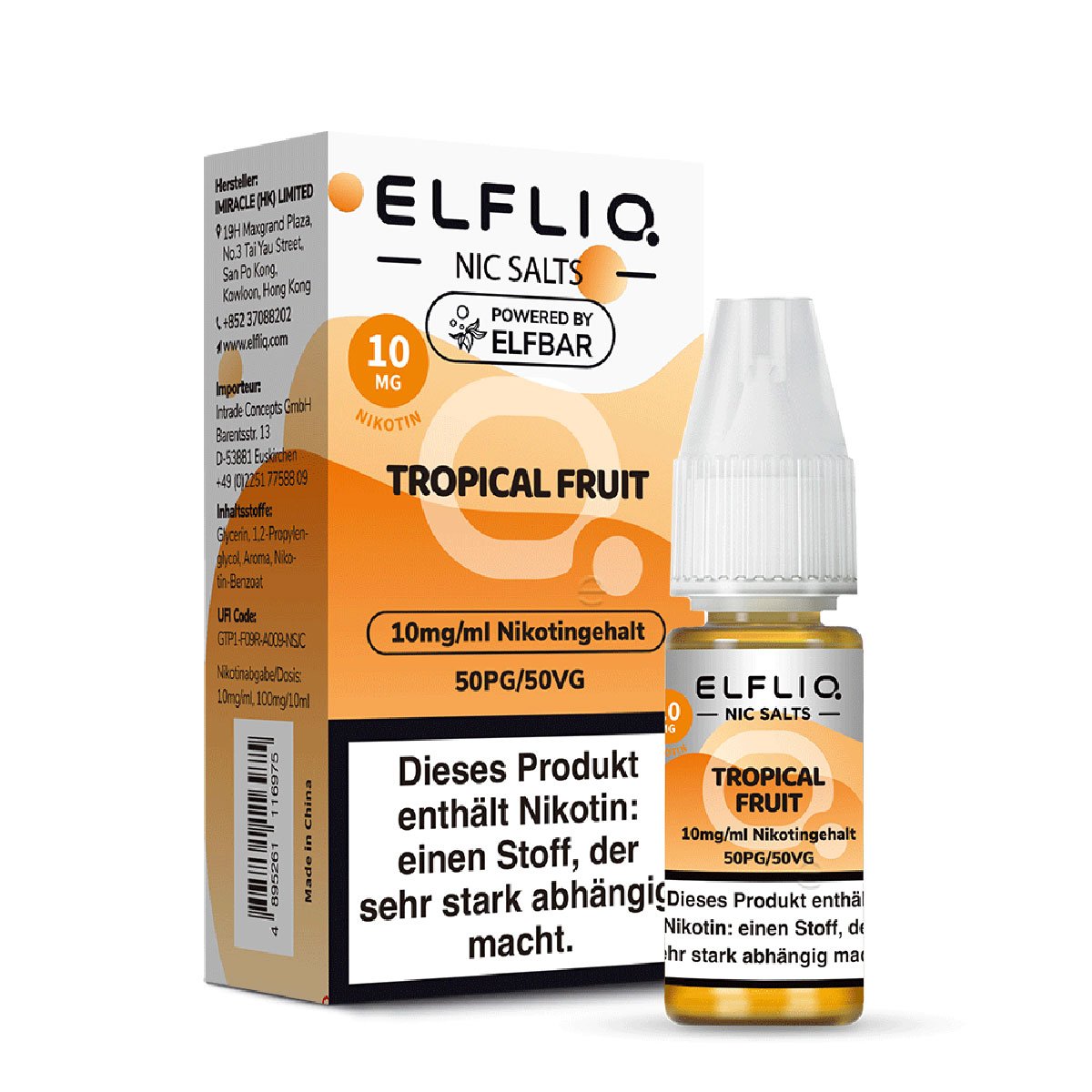 Elfbar - ElfLiq - 10ml - Tropical Fruit | Nikotinsalz-Stärke : 10mg