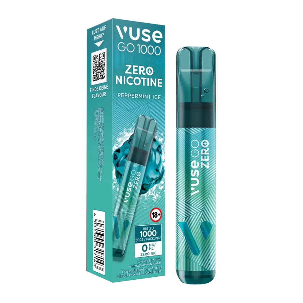 Vuse - Go 1000 - Einweg E-Zigarette - Peppermint Ice | Nikotinsalz-Stärke : 0mg Vuse - Go 1000 - Einweg E-Zigarette - Peppermint Ice | Nikotinsalz-Stärke : 0mg