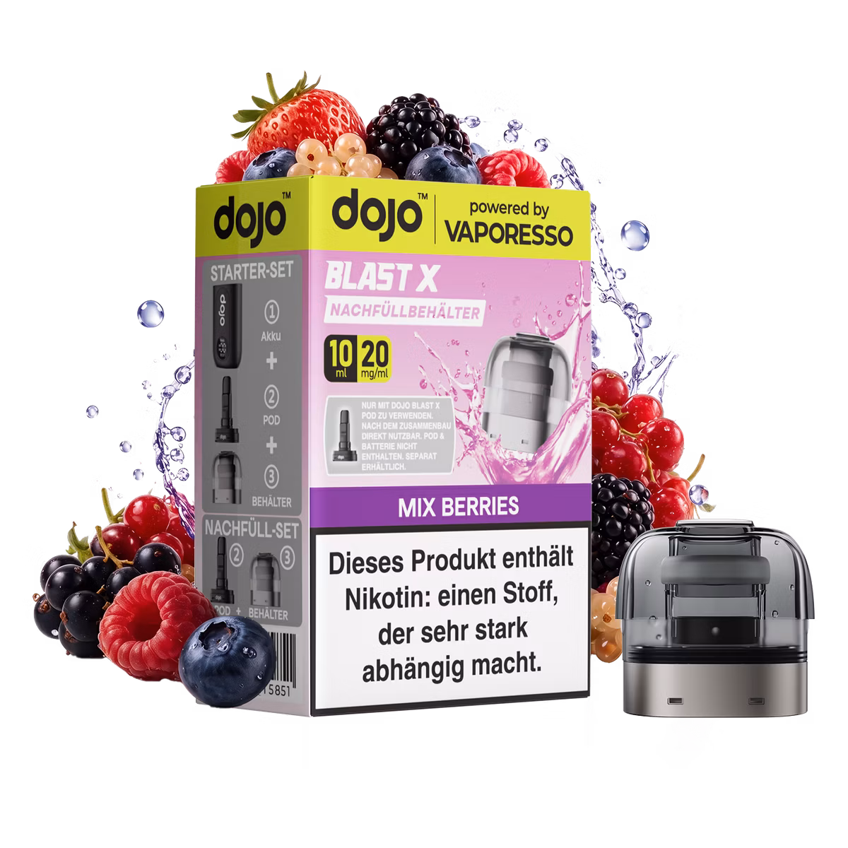 Vaporesso - Dojo Blast X - 10ml Pod Nachfüllbehälter - Mix Berries - 20mg Vaporesso - Dojo Blast X - 10ml Pod Nachfüllbehälter - Mix Berries - 20mg