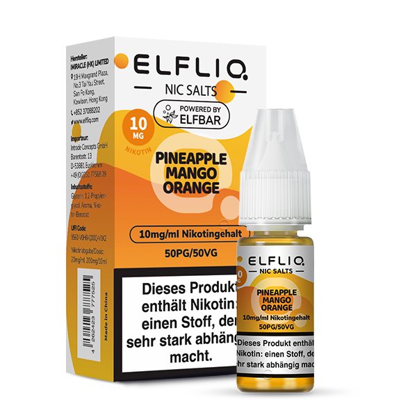 Elfbar - ElfLiq - 10ml - Pineapple Mango Orange | Nikotinsalz-Stärke : 10mg