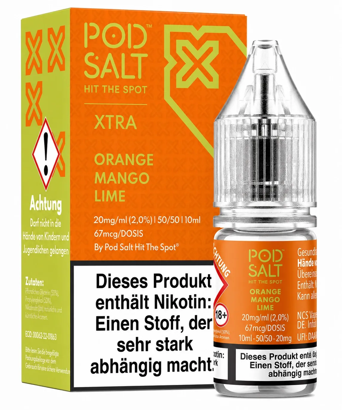 Pod Salt - Xtra - Orange Mango Lime - Nikotinsalz-Liquid - 10ml - 20mg Pod Salt - Xtra - Orange Mango Lime - Nikotinsalz-Liquid - 10ml - 20mg