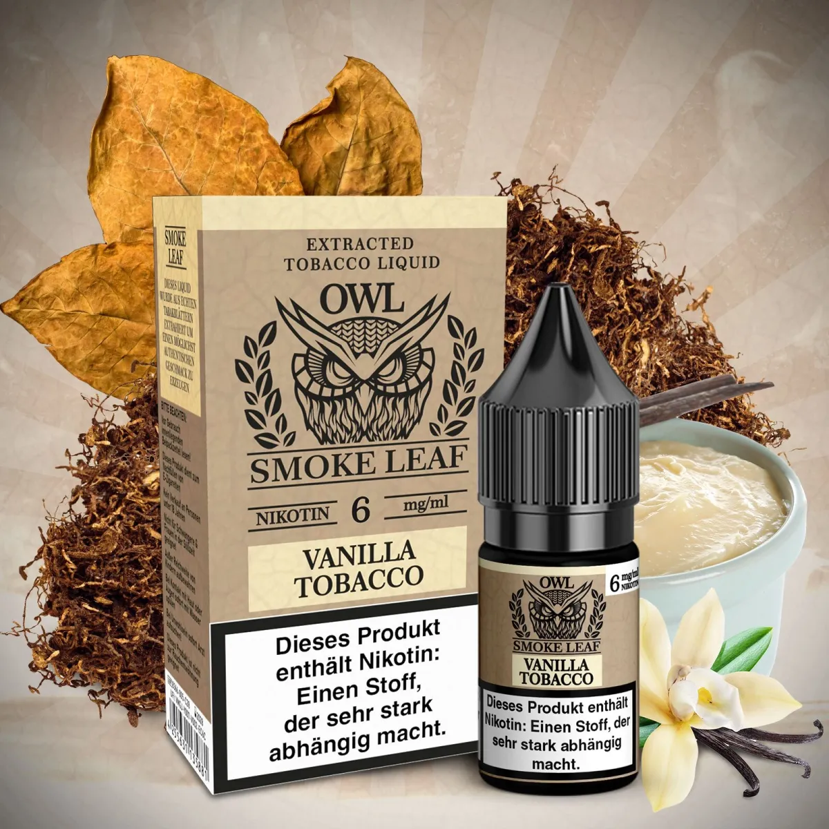 OWL Smoke Leaf Nikotin-Liquid Vanilla Tobacco 10ml 6mg OWL Smoke Leaf Nikotin-Liquid Vanilla Tobacco 10ml 6mg