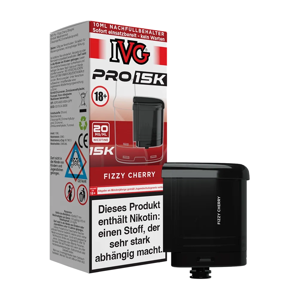 IVG - Pro 15K - 10ml Pod Nachfüllbehälter - Fizzy Cherry - 20mg IVG - Pro 15K - 10ml Pod Nachfüllbehälter - Fizzy Cherry - 20mg