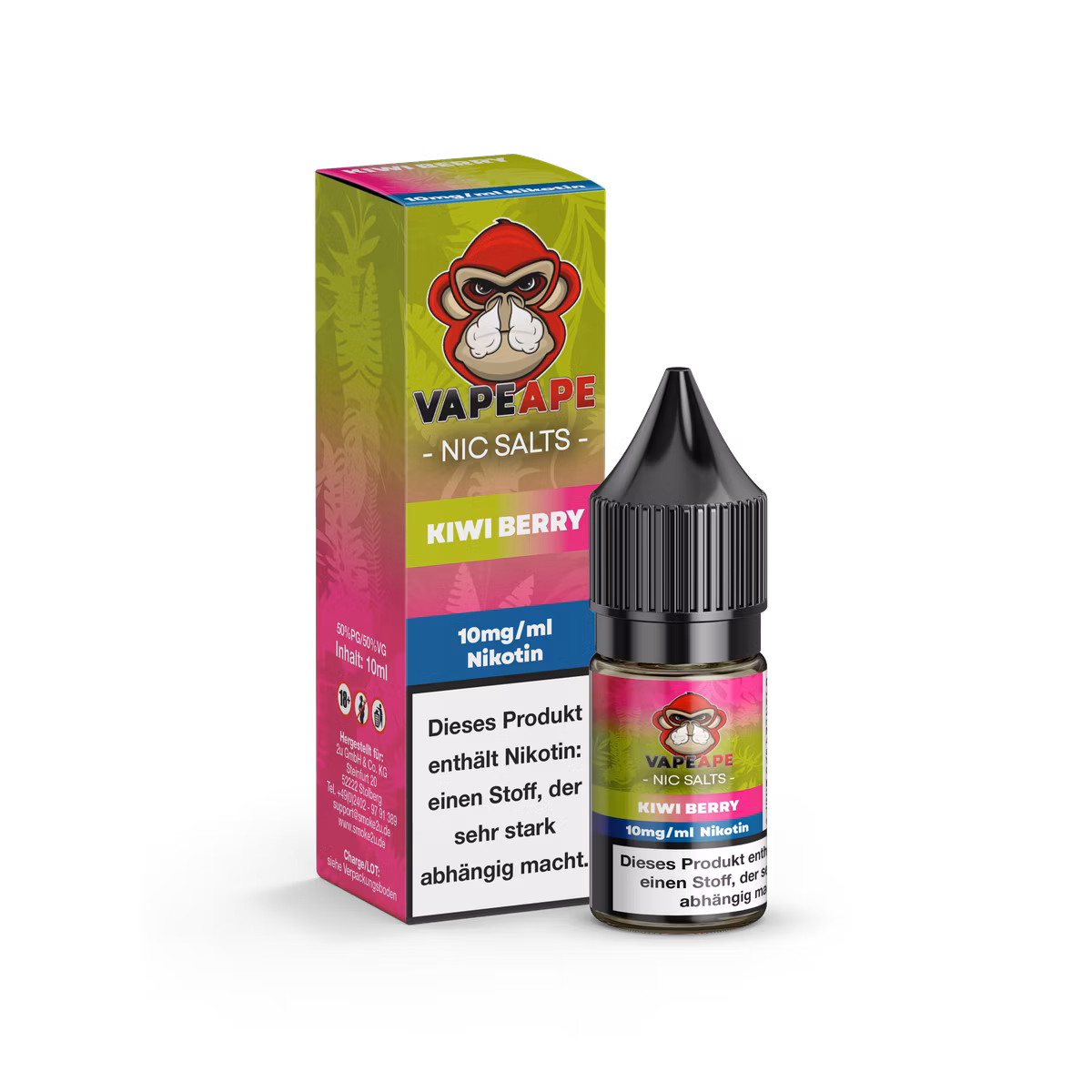 VapeApe - Nikotinsalz-Liquid - 10ml - Kiwi Berry | Nikotinsalz-Stärke : 10mg
