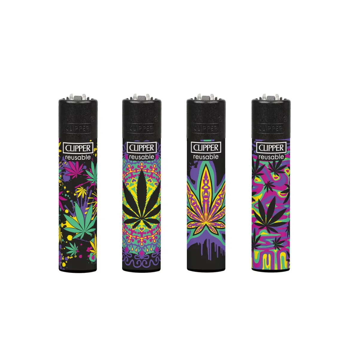 gizeh_9-2 Clipper - Feuerzeug - Neon Leaves - 2v4 - wiederverwendbar