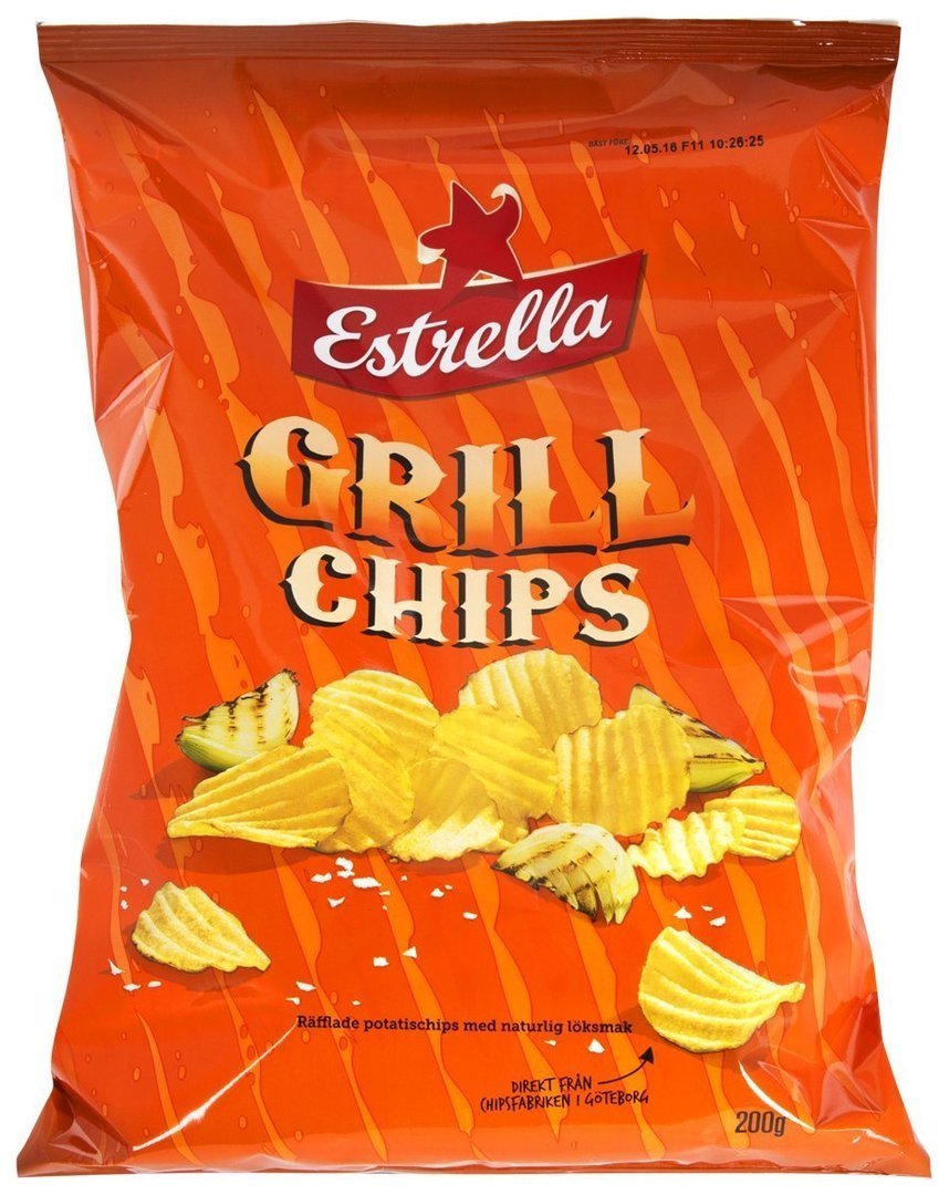 Estrella - Chips - Grill - 40g Grillchips, Kartoffelchips, Chips, Knusprig, Orangene Verpackung