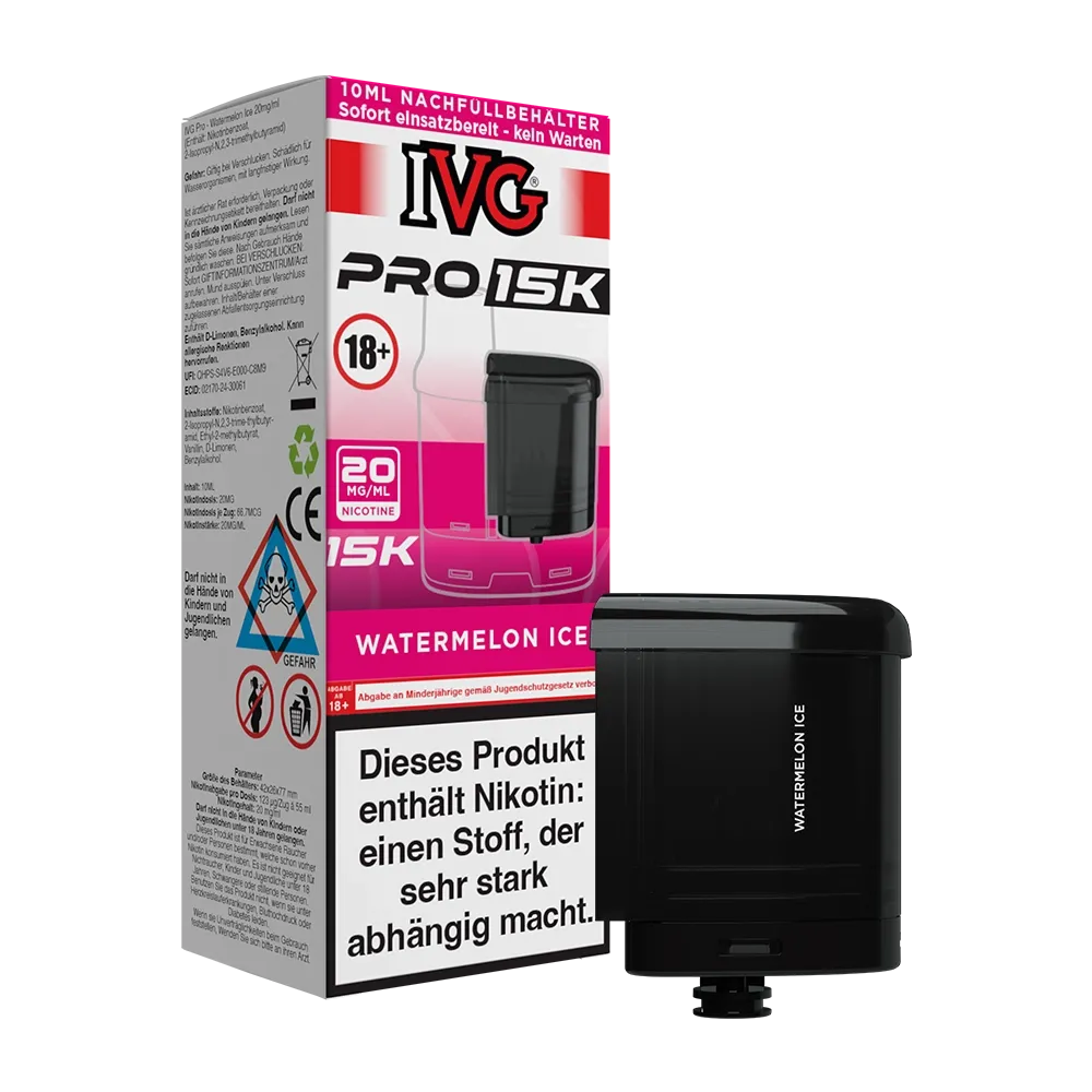 IVG - Pro 15K - 10ml Pod Nachfüllbehälter - Watermelon Ice - 20mg IVG - Pro 15K - 10ml Pod Nachfüllbehälter - Watermelon Ice - 20mg