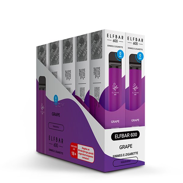 Nikotinfrei - Elfbar - 600 Einweg E-Zigarette - Grape - 0mg Nikotinfrei - Elfbar - 600 Einweg E-Zigarette - Grape - 0mg