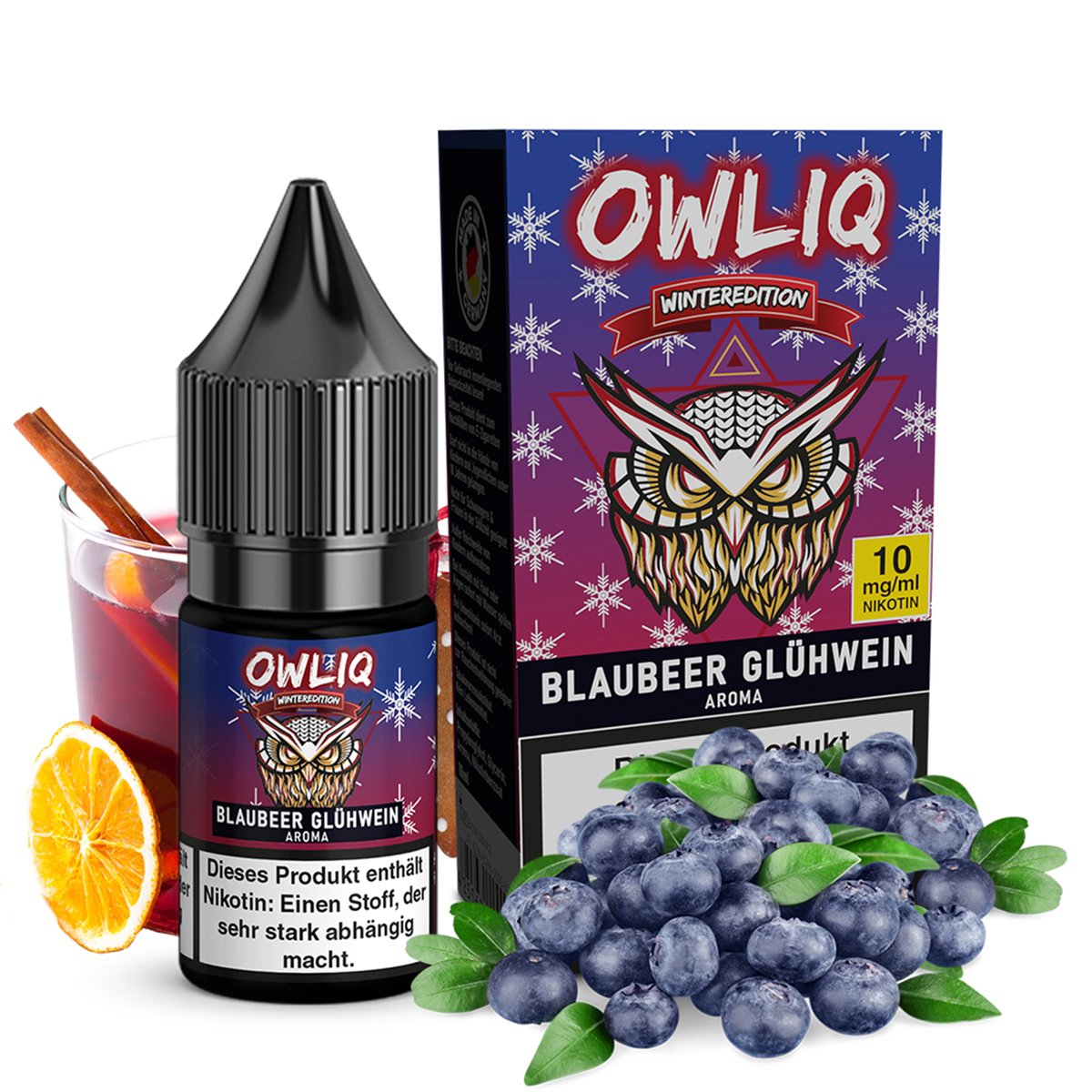 OWLIQ - Winteredition - Nikotinsalz Liquid - 10ml - Blaubeer Glühwein | Nikotinsalz-Stärke : 10mg | Paketgröße : 1er Packung OWLIQ - Winteredition - Nikotinsalz Liquid - 10ml - Blaubeer Glühwein | Nikotinsalz-Stärke : 10mg | Paketgröße : 1er Packung