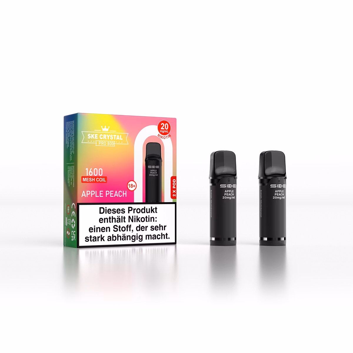 SKE - Crystal 800 Pro - Prefilled Pod - 20mg - 2er Paket - Apple Peach