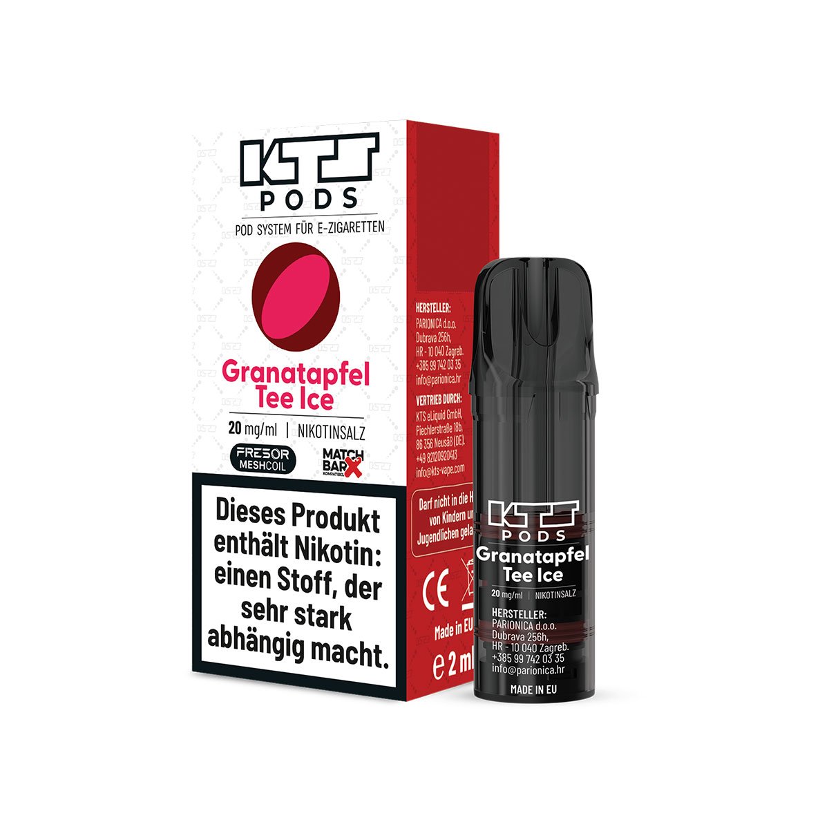 KTS - Prefilled Pod - Granatapfel Tee ice - 2ml - 20mg - 1er Paket