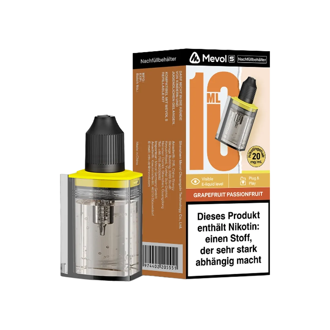 Mevol - S - Nachfüllbehälter - 10ml - Grapefruit Passionfruit - 20mg