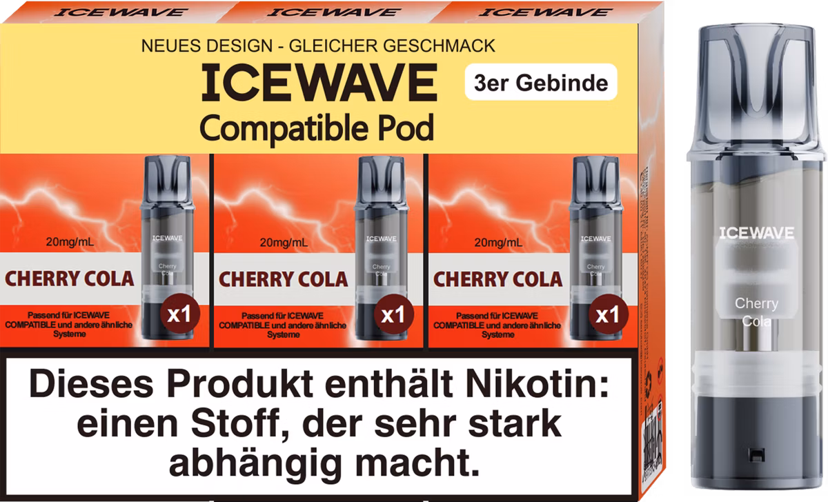 ICEWAVE - Prefilled Pod - 2ml - 3er Pack - Cherry Cola