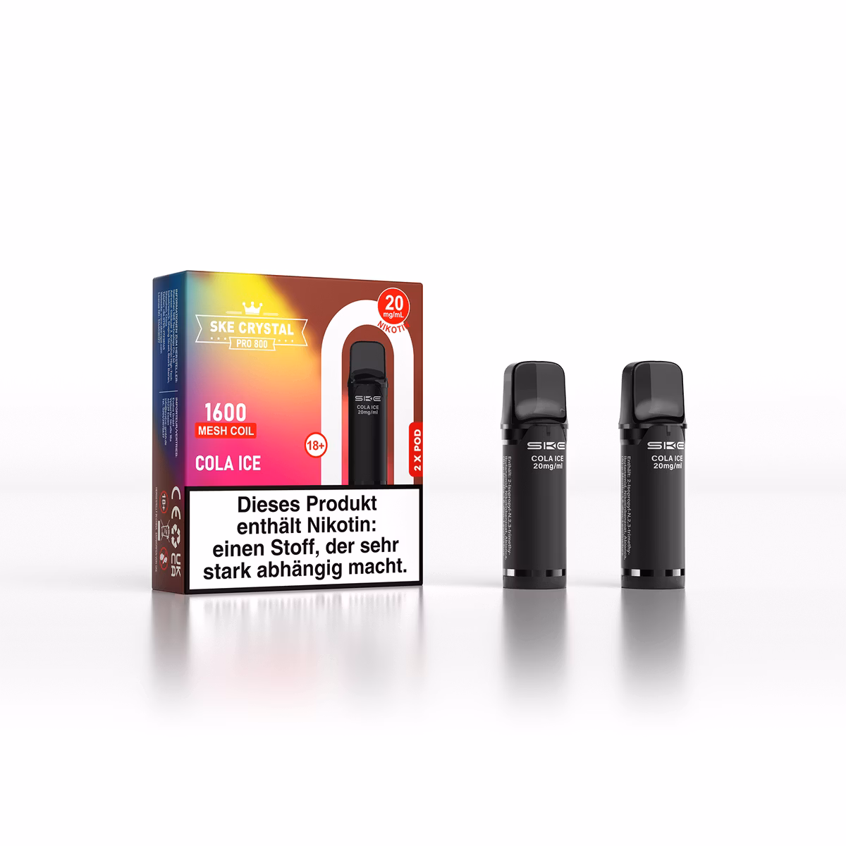 SKE - Crystal 800 Pro - Prefilled Pod - 20mg - 2er Paket - Cola Ice