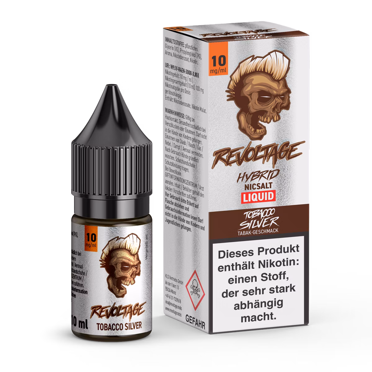 Revoltage - Hybrid Nikotinsalz Liquid - 10ml - Tobacco Silver - 10mg Revoltage - Hybrid Nikotinsalz Liquid - 10ml - Tobacco Silver - 10mg