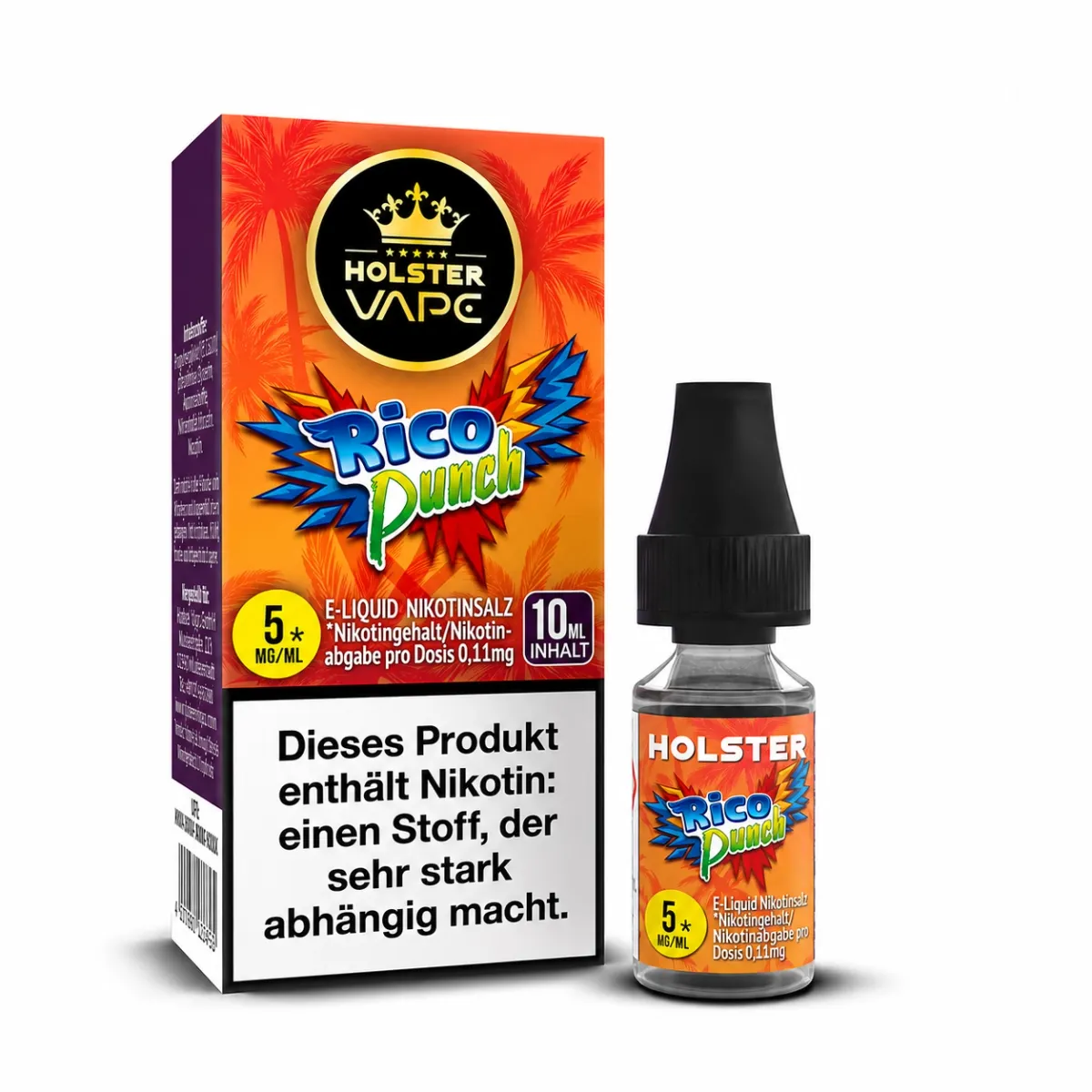 Holster - Nikotinsalzliquids - 10ml - Rico Punch | Inhalt : 10ml | Nikotinsalz-Stärke : 5mg | Paketgröße : 1er Packung