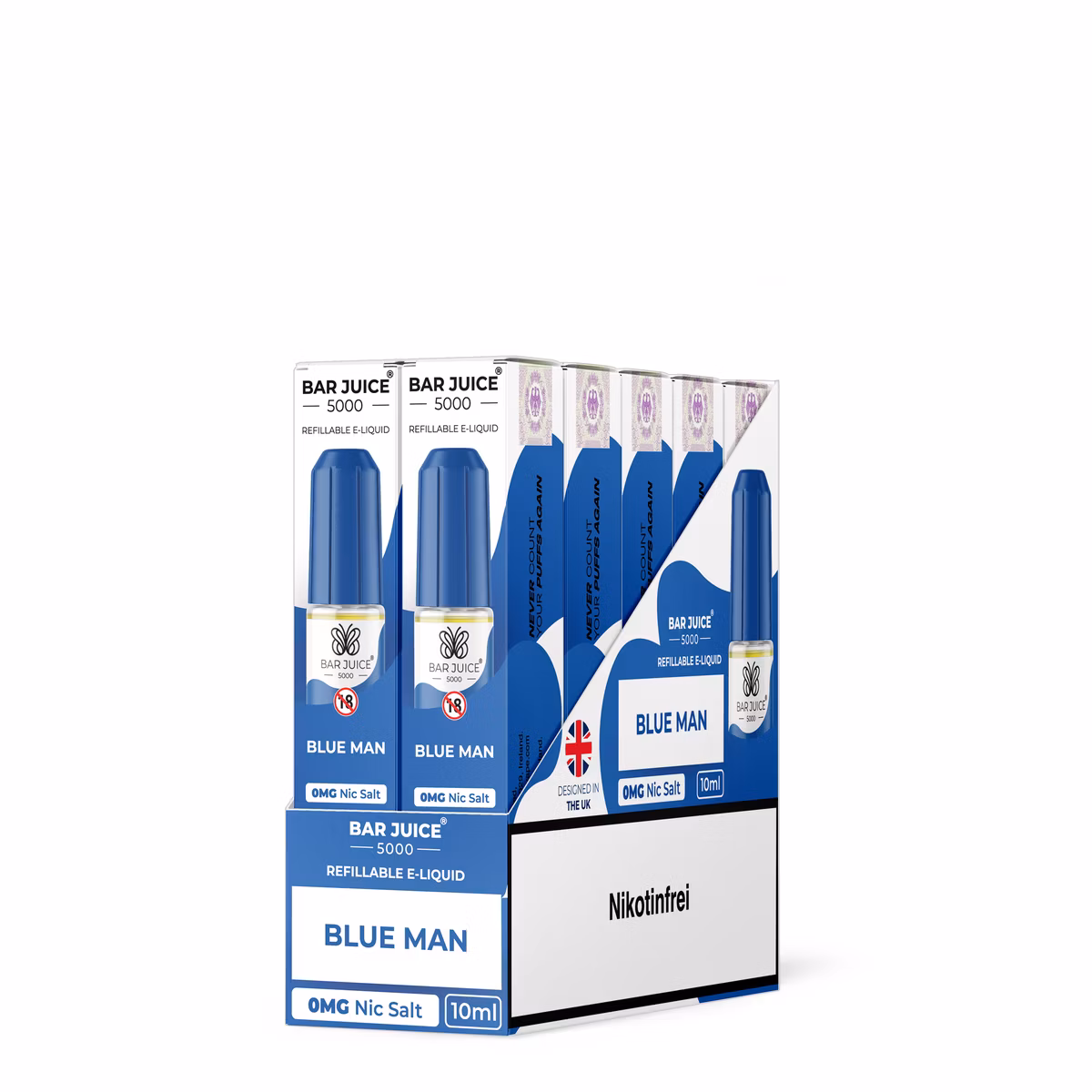Bar Juice - 5000 - Blue Man | Inhalt : 10ml | Nikotinsalz-Stärke : 0mg | Paketgröße : 1er Packung Bar Juice - 5000 - Blue Man | Inhalt : 10ml | Nikotinsalz-Stärke : 0mg | Paketgröße : 1er Packung