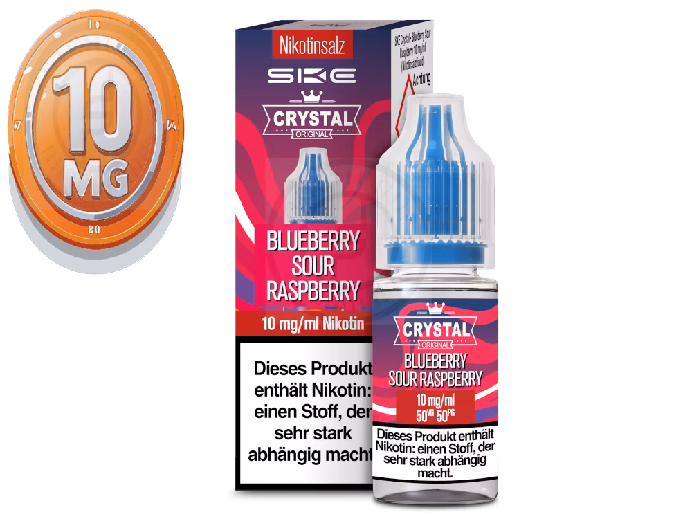 SKE - Crystal Liquid - Blueberry Sour Raspberry - Nikotinsalz Liquid - 10ml - 10mg