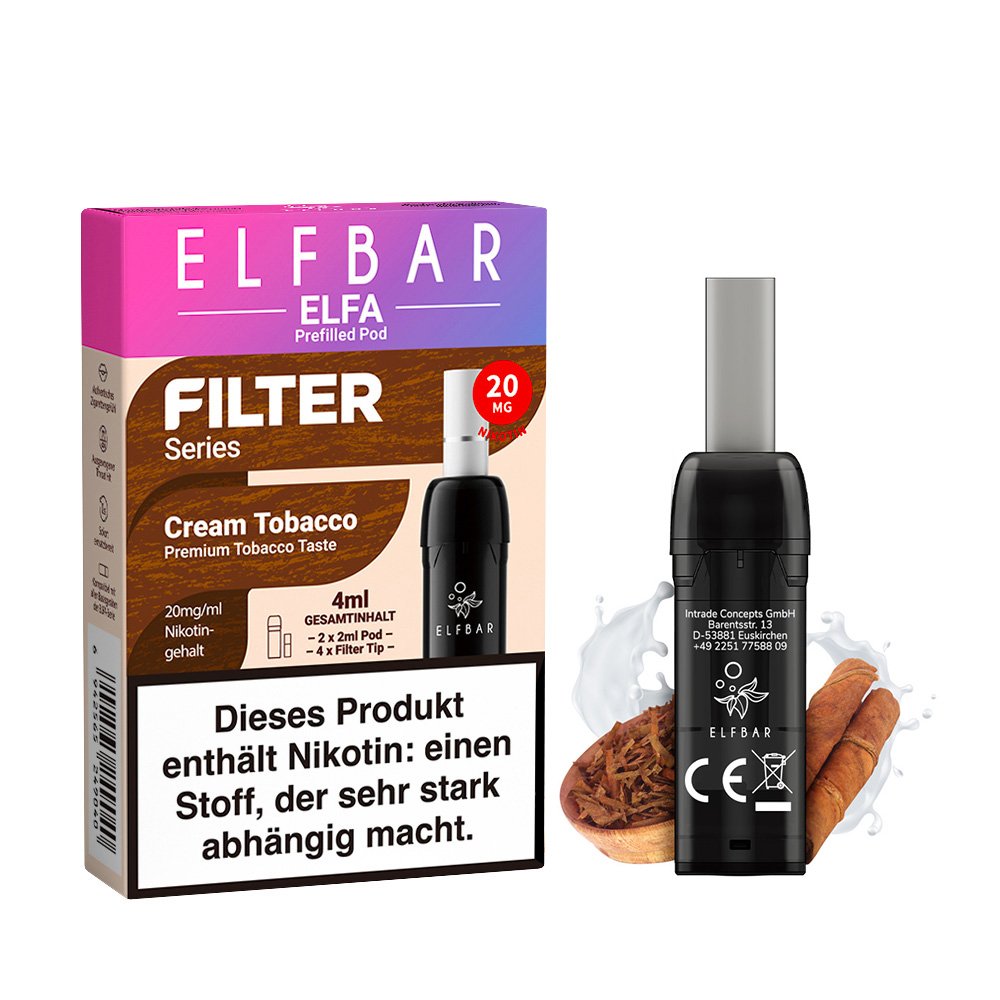 Elfbar - ELFA - Prefilled Pod - Filter Series - Cream Tobacco - 20mg - 2er Pack