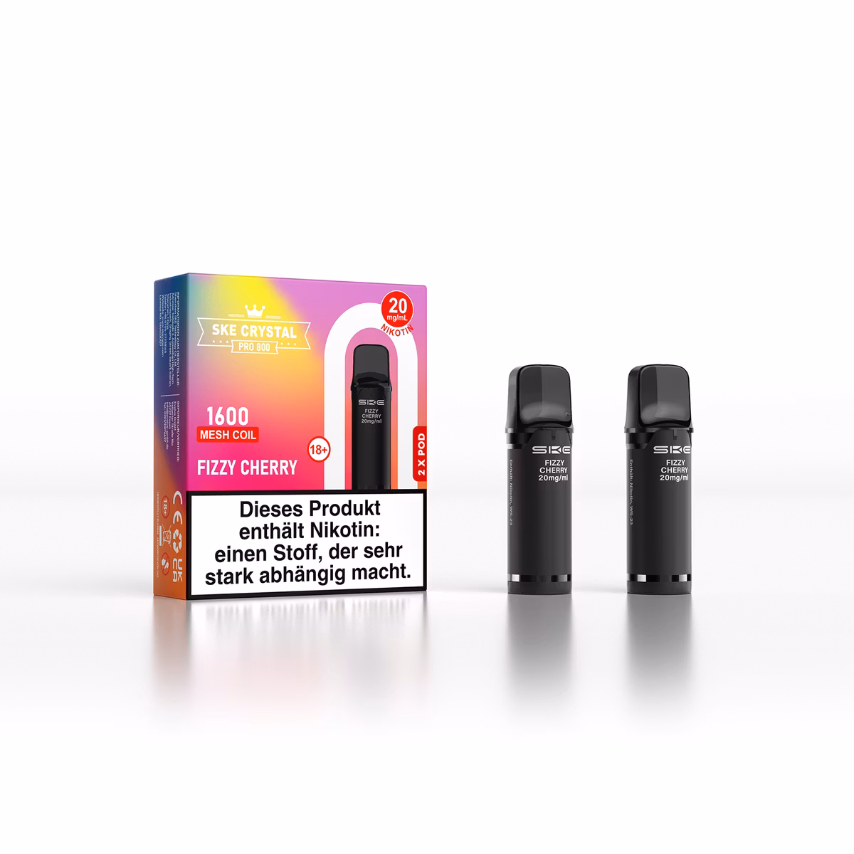 SKE - Crystal 800 Pro - Prefilled Pod - 20mg - 2er Paket - Fizzy Cherry