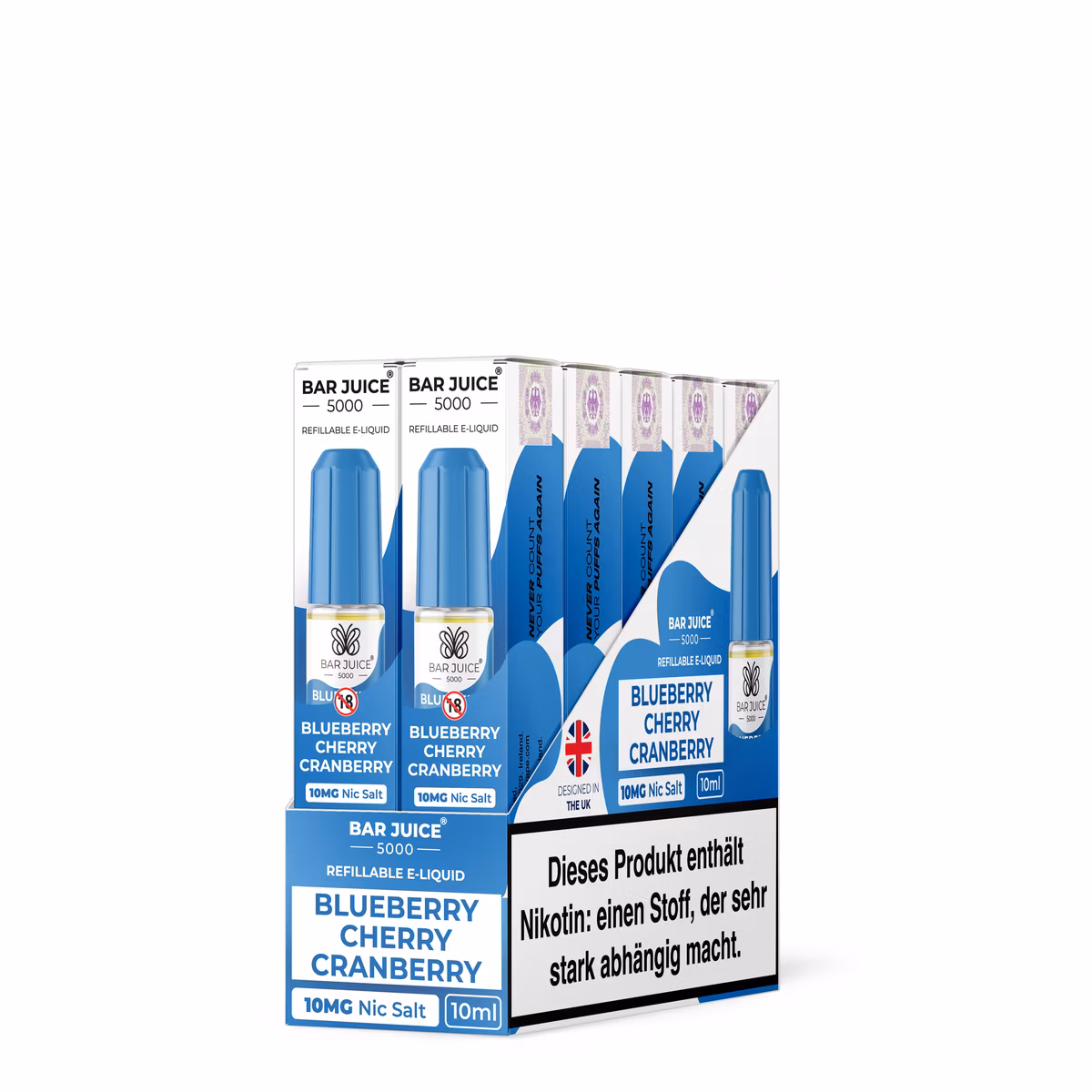 Bar Juice - 5000 - Blueberry Cherry Cranberry | Inhalt : 10ml | Nikotinsalz-Stärke : 10mg | Paketgröße : 1er Packung Bar Juice - 5000 - Blueberry Cherry Cranberry | Inhalt : 10ml | Nikotinsalz-Stärke : 10mg | Paketgröße : 1er Packung