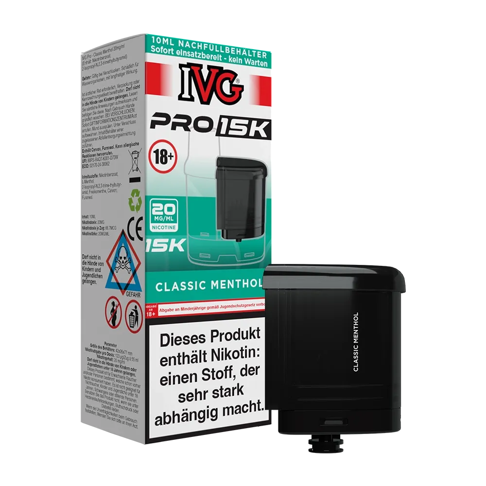 IVG - Pro 15K - 10ml Pod Nachfüllbehälter - Classic Menthol - 20mg IVG - Pro 15K - 10ml Pod Nachfüllbehälter - Classic Menthol - 20mg
