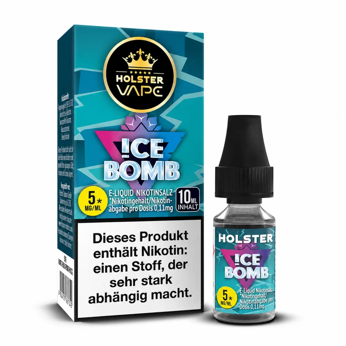 Holster - Nikotinsalzliquids - 10ml - Ice Bomb | Inhalt : 10ml | Nikotinsalz-Stärke : 5mg | Paketgröße : 1er Packung