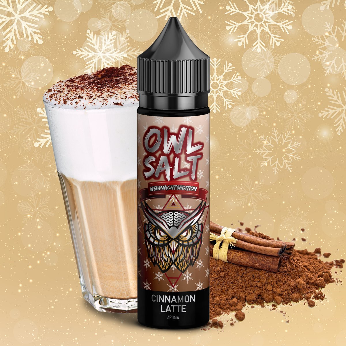 OWL Salt - Weihnachtsedition Overdosed - Aroma - 10ml - Cinnamon Latte | Paketgröße : 1er Packung
