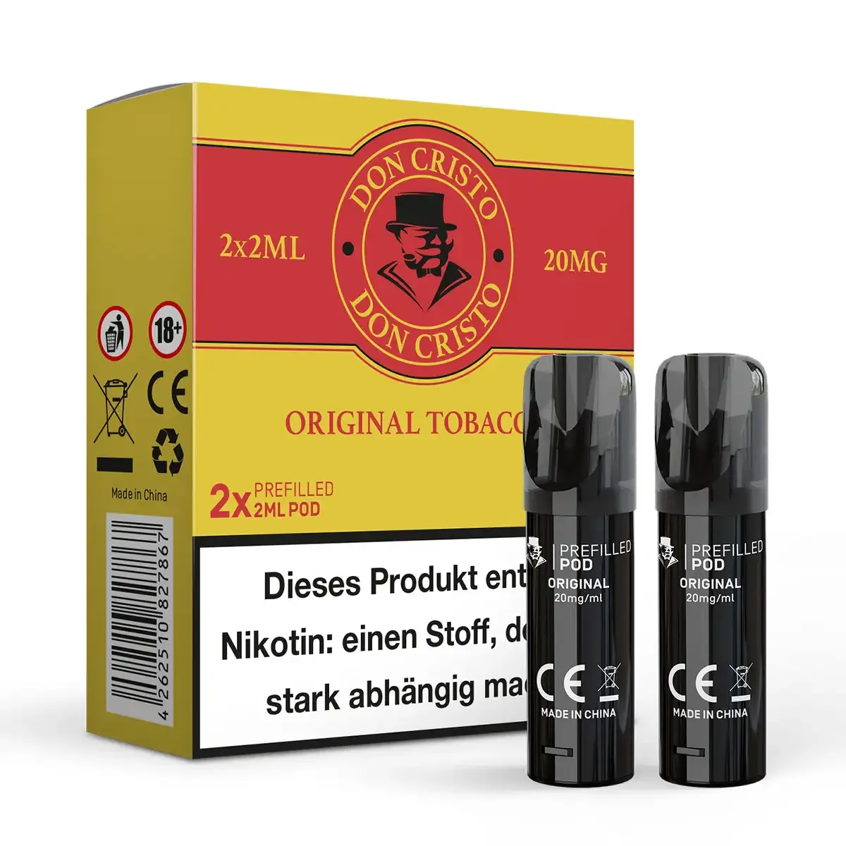 Don Cristo - Prefilled Pods - Original Tobacco | Nikotinsalz-Stärke : 20mg | Paketgröße : 1er Packung