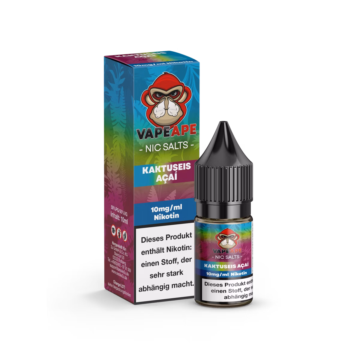 VapeApe - Nikotinsalz-Liquid - 10ml - Kaktuseis Açaí | Nikotinsalz-Stärke : 10mg