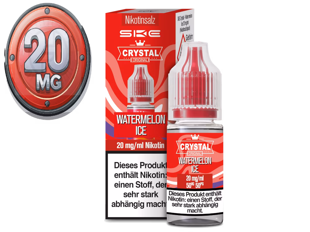 ske-crystal-liquid-watermelon-ice-10ml-20mg SKE - Crystal Liquid - Watermelon Ice - Nikotinsalz Liquid - 10ml - 20mg