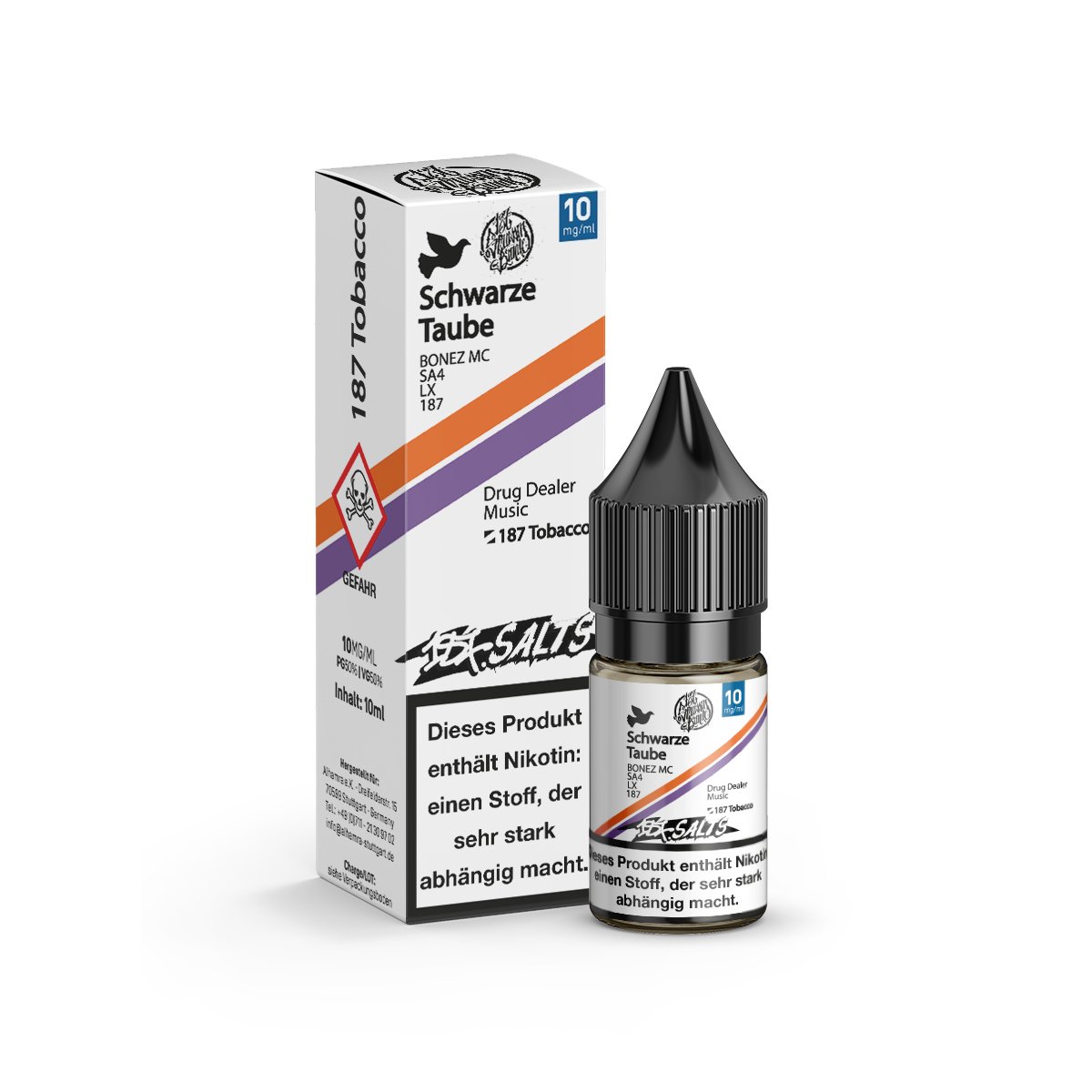 187 Straßenbande - Nikotinsalz-Liquids - 10ml - Schwarze Taube | Nikotinsalz-Stärke : 10mg | Paketgröße : 1er Packung