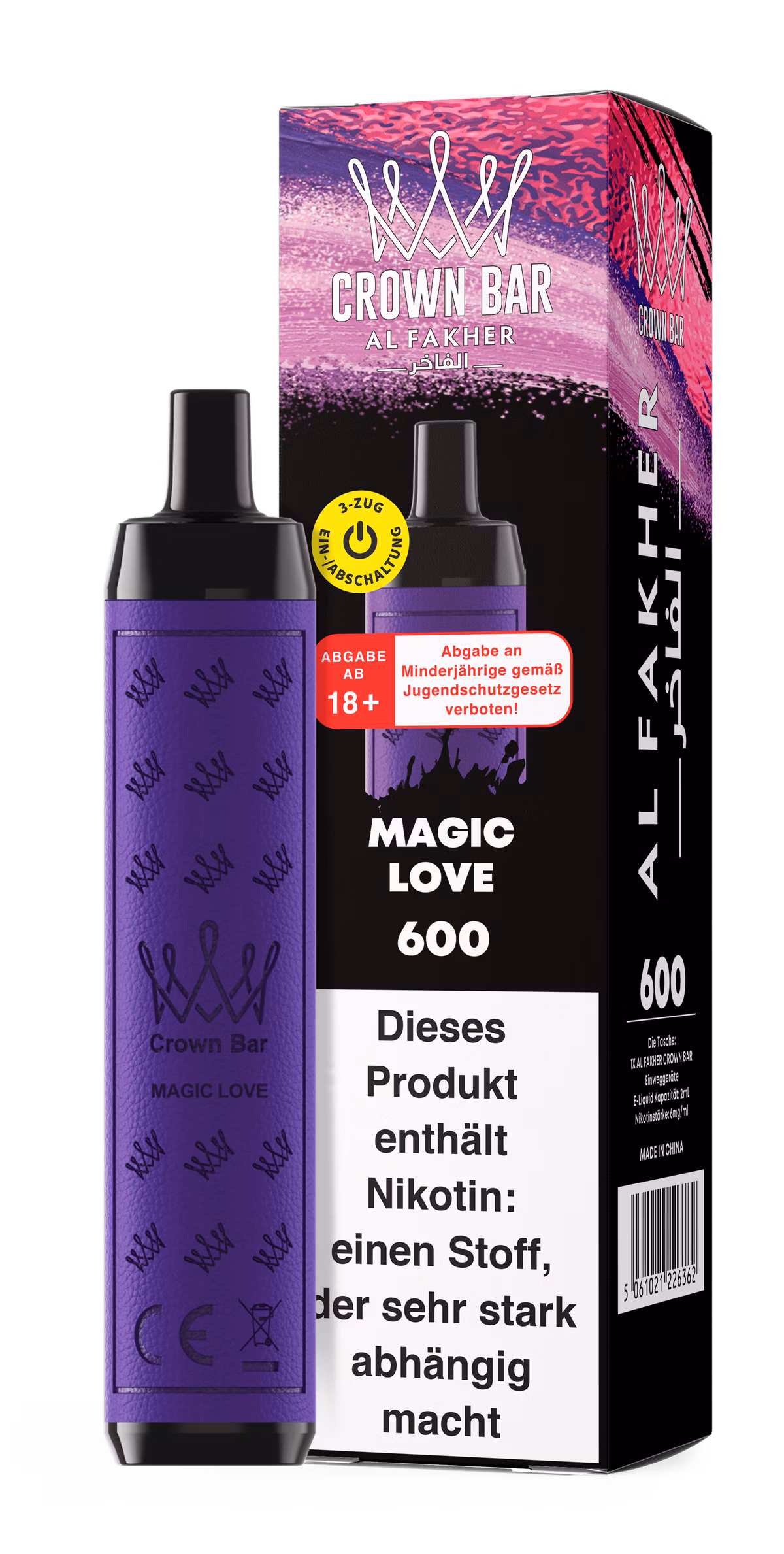 Al Fakher - Crown Bar - Einweg E-Zigarette - 2ml - 20mg - CP - Magic Love