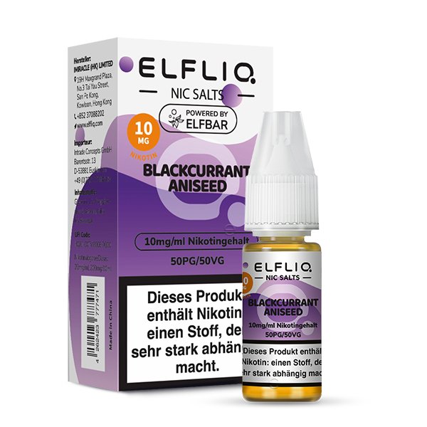 Elfbar - ElfLiq - 10ml - Blackurrant Aniseed | Nikotinsalz-Stärke : 10mg