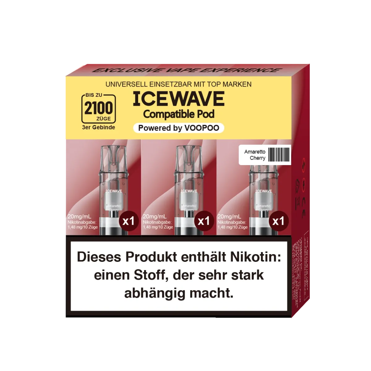 ICEWAVE - Prefilled Pod - 2ml - 3er Pack - Amaretto Cherry ICEWAVE - Prefilled Pod - 2ml - 3er Pack - Amaretto Cherry