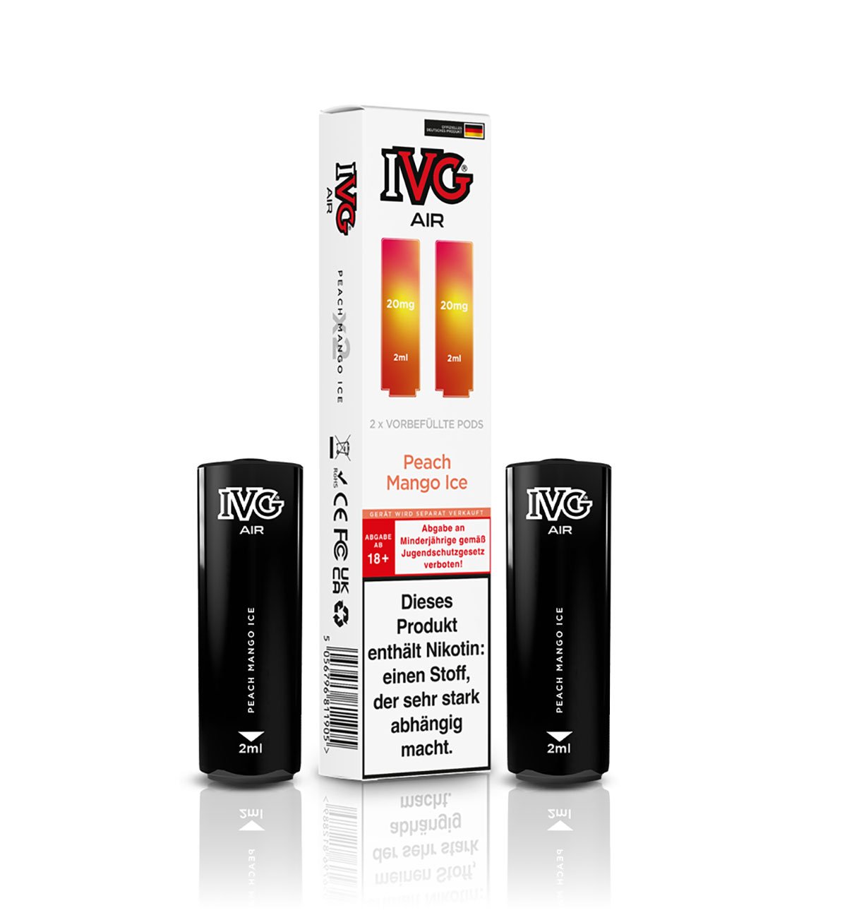 IVG - AIR - Prefilled Pod - 2ml - Peach Mango Ice | Nikotinsalz-Stärke : 20mg | Paketgröße : 1er Packung
