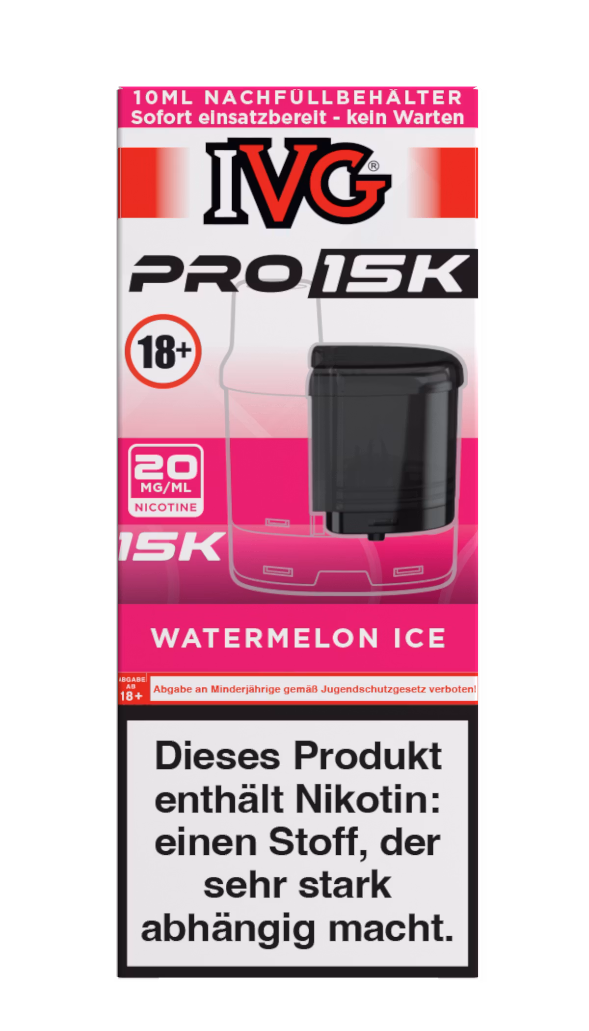 IVG - Pro 15K - 10ml Pod Nachfüllbehälter - Watermelon Ice - 20mg IVG - Pro 15K - 10ml Pod Nachfüllbehälter - Watermelon Ice - 20mg