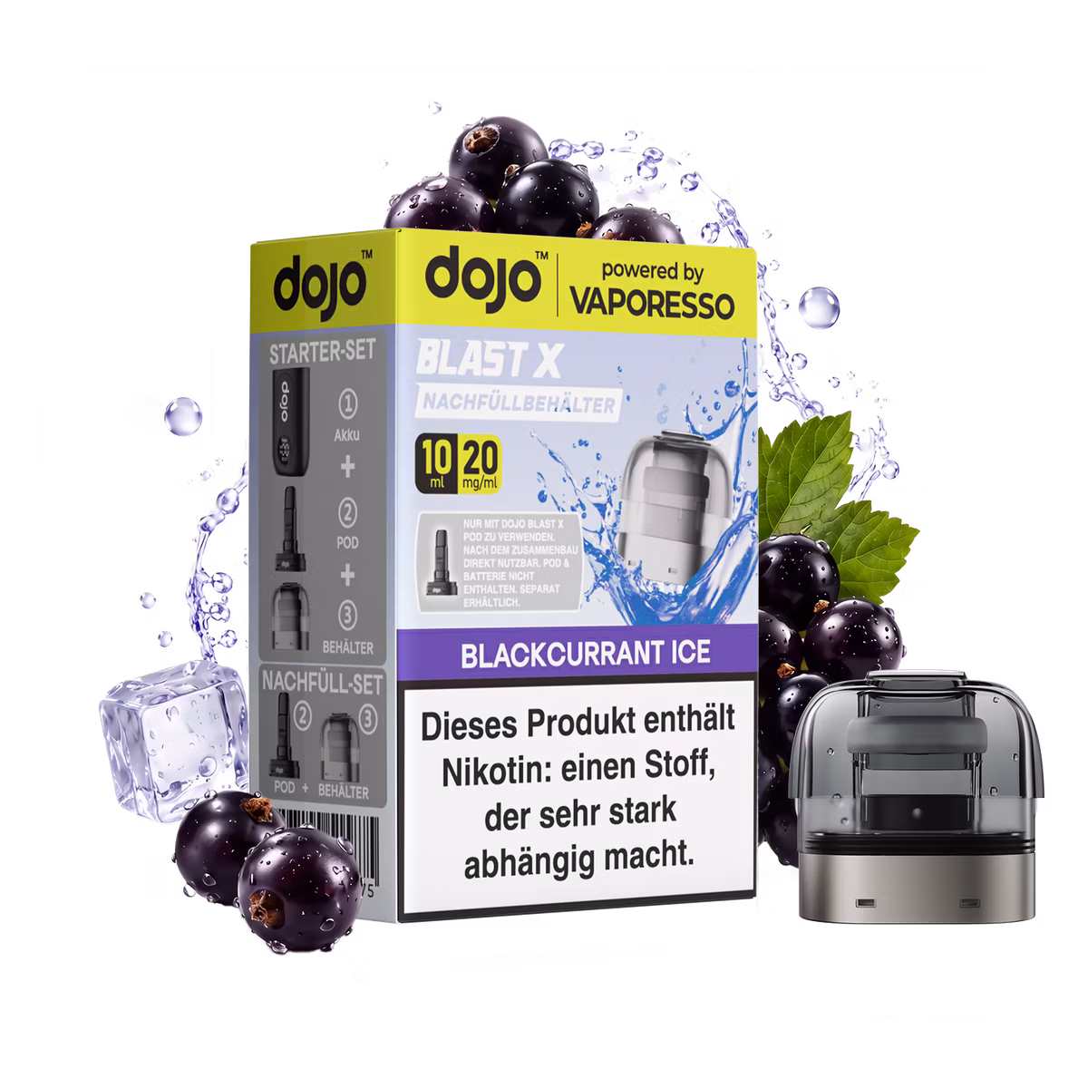 Vaporesso - Dojo Blast X - 10ml Pod Nachfüllbehälter - Blackcurrant Ice - 20mg Vaporesso - Dojo Blast X - 10ml Pod Nachfüllbehälter - Blackcurrant Ice - 20mg