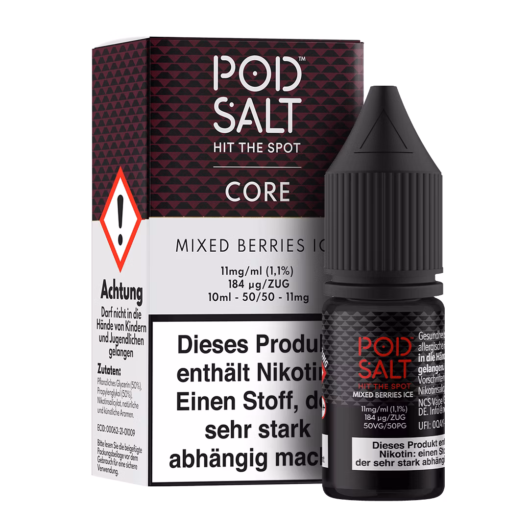Mixed-Berries-Ice_BoxBottle_11mg Pod Salt - Core - Mixed Berries Ice - Nikotinsalz-Liquid - 10ml - 11mg