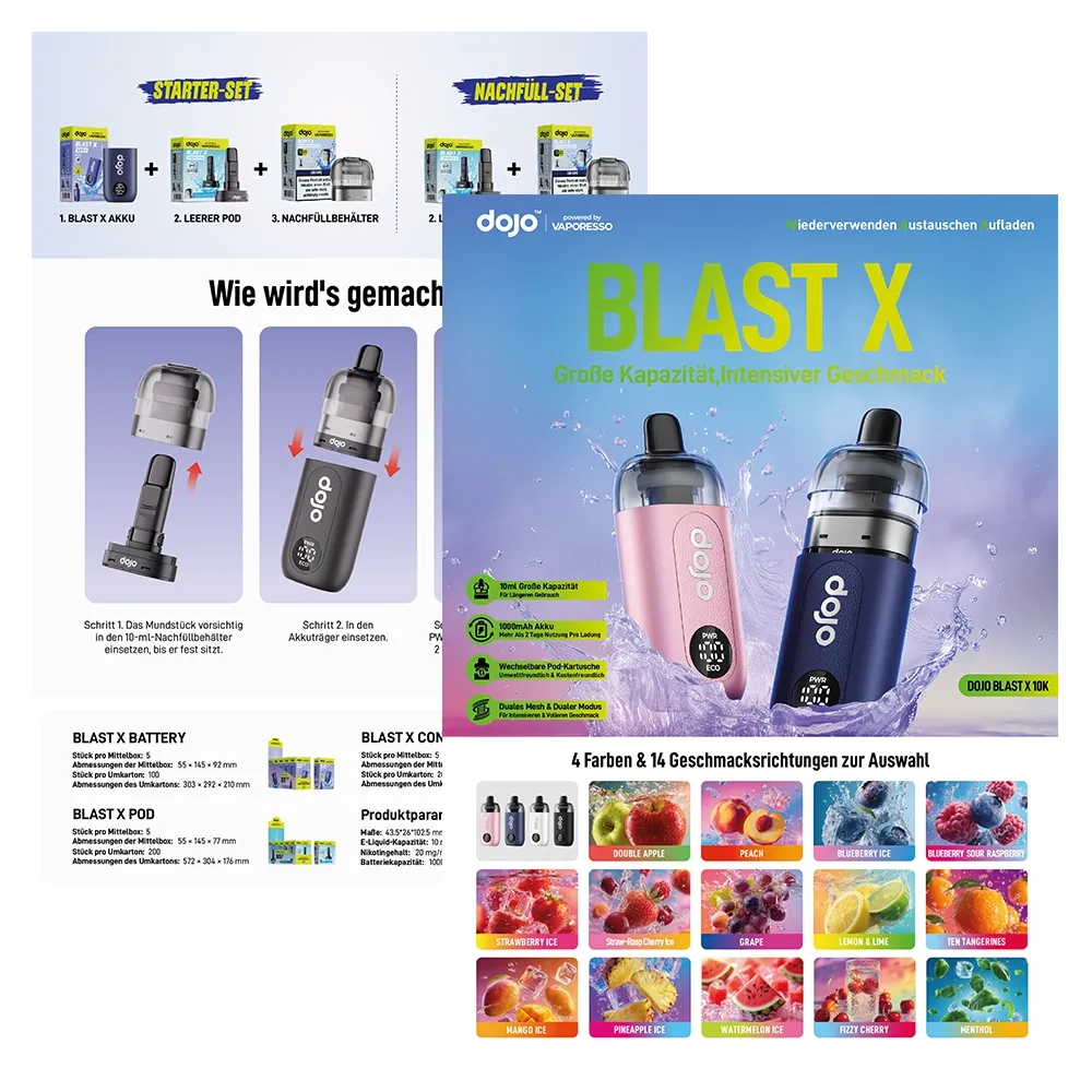 Vaporesso - Dojo Blast X - A6 Flyer - 4/4 farbig
