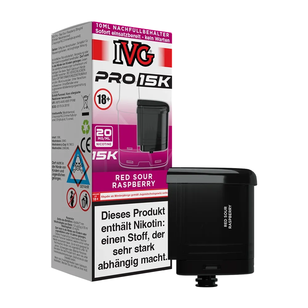 IVG - Pro 15K - 10ml Pod Nachfüllbehälter - Red Sour Raspberry - 20mg IVG - Pro 15K - 10ml Pod Nachfüllbehälter - Red Sour Raspberry - 20mg